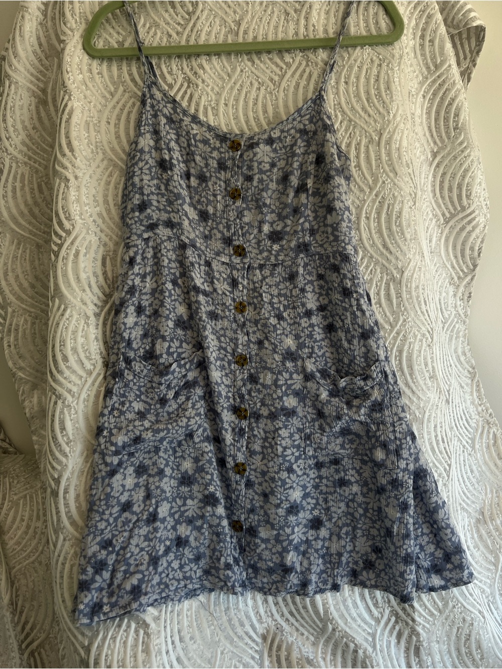mine Light Blue Smocked Floral Top